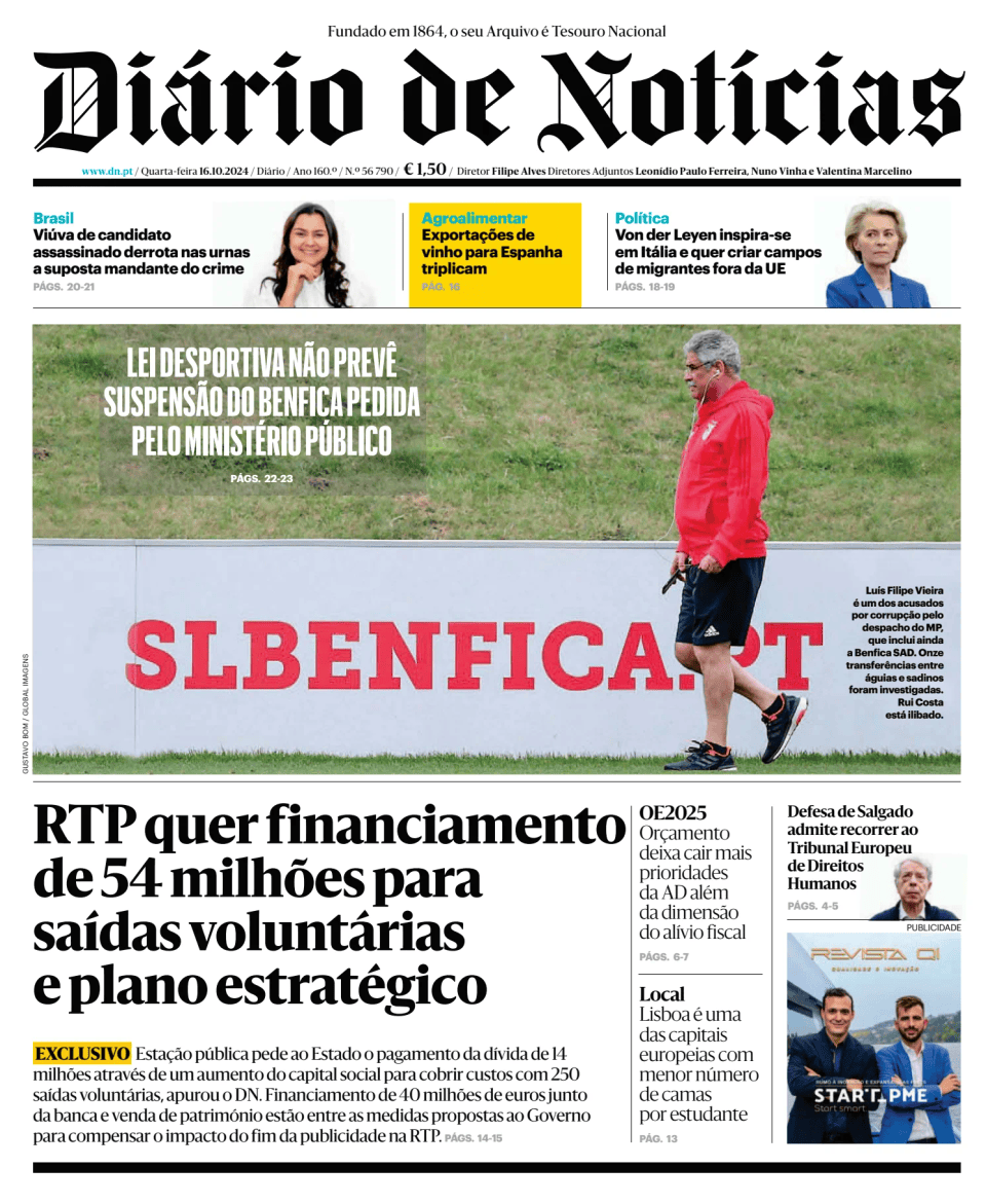 Prima-pagina-Diario de Noticias-edizione-di-oggi-20241016